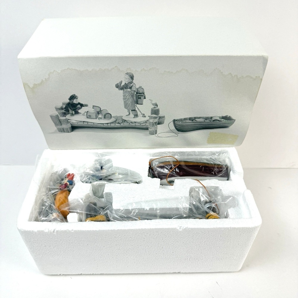 Department 56 Lobster Trappers Set of 4 Heritage Village Collection Ocean Boat